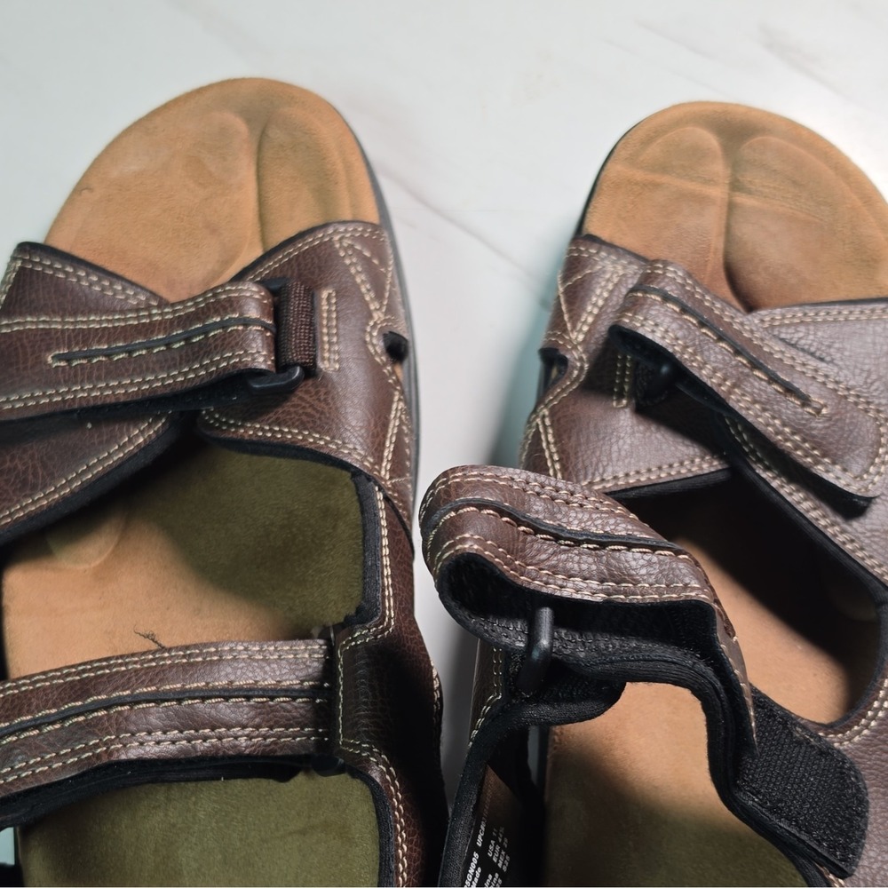 George Men's Brown Hook &‎ Loop Sandals Size 11 Synthetic Adjustable Strap